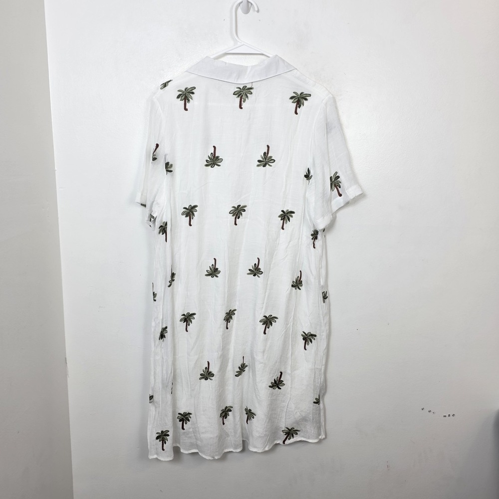 Anthropologie White Embroidered Palm-Print Mini Dress - Picture 7 of 8